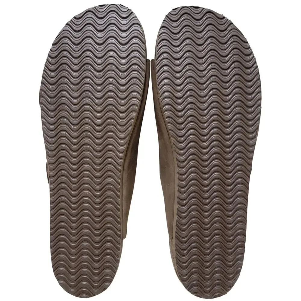 Eastland Men Slip On Footbed Sandals Cambridge Size US 9M Olive Nubuck Leather